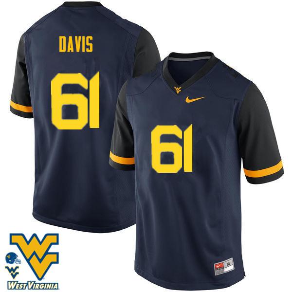 Men #61 Zach Davis West Virginia Mountaineers College Football Jerseys-Navy - Click Image to Close